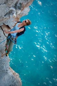 crystal clear water and overhanging aretes